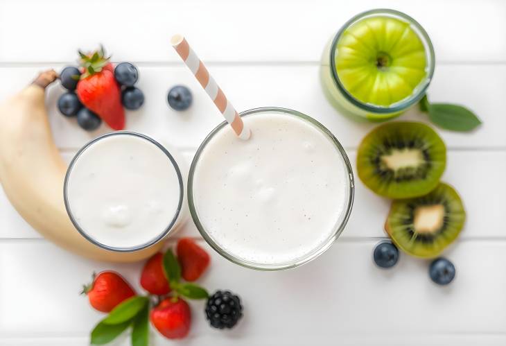 Delicious Milkshakes Fruits and Refreshment Combined